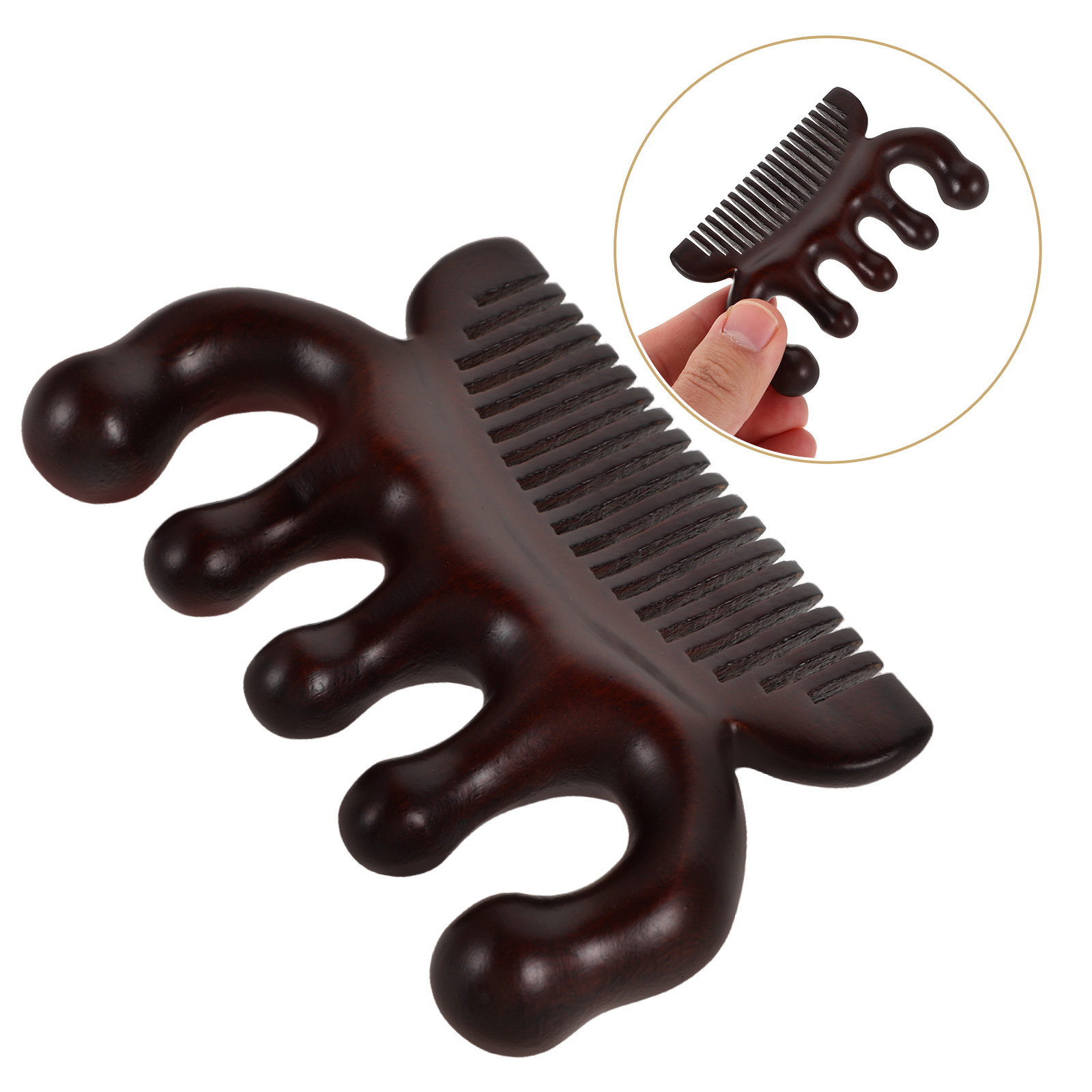 Hair Care Dandruff - Sandalwood Massage Comb Five Finger Wide