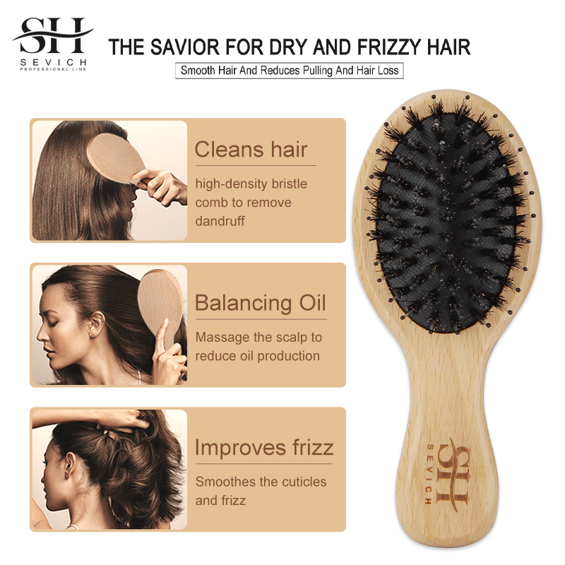 Natural Boar Bristle Hair Fluf - Hair Care Salon 评论和价格