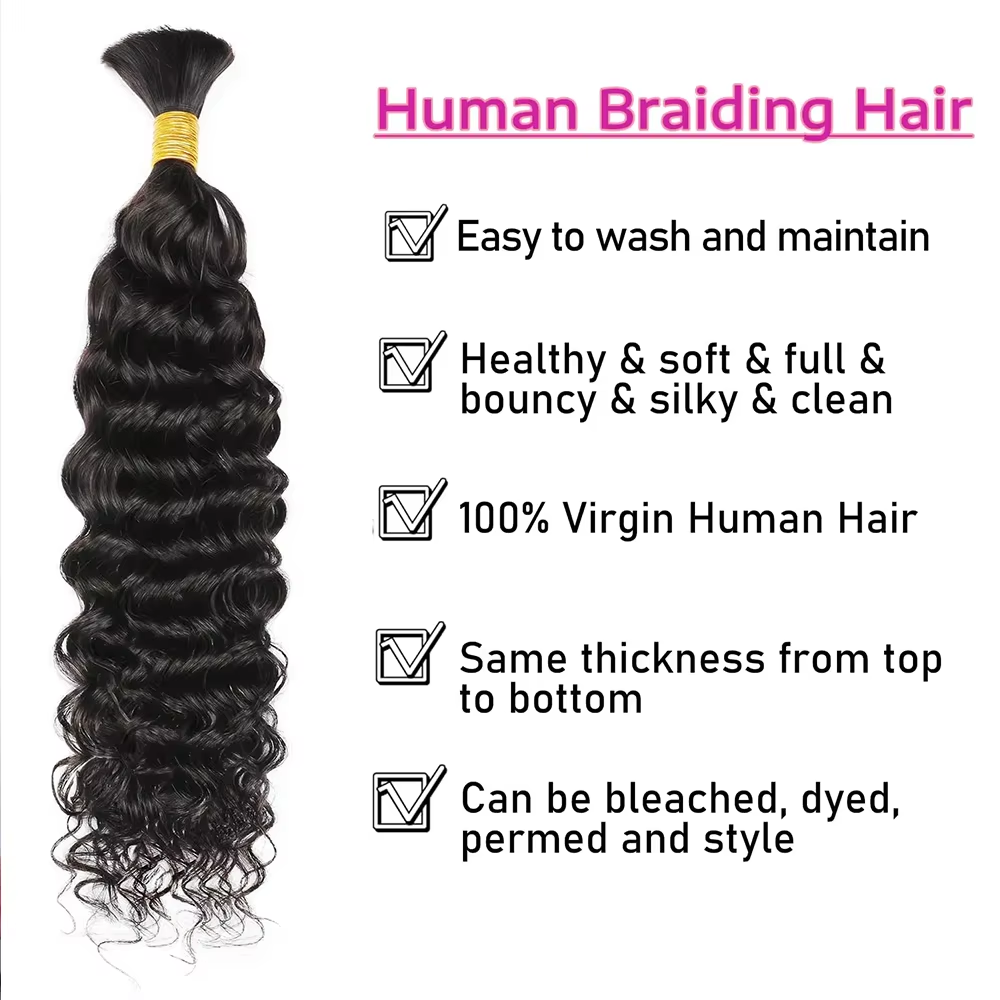 2 3 4 PCS Human Braiding Hair  - Hair Care Curly Hair 评论和价格